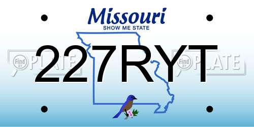 227RYT Missouri License Plate