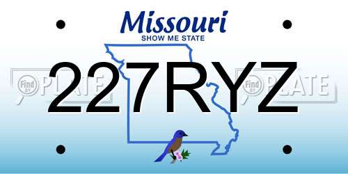 227RYZ Missouri License Plate