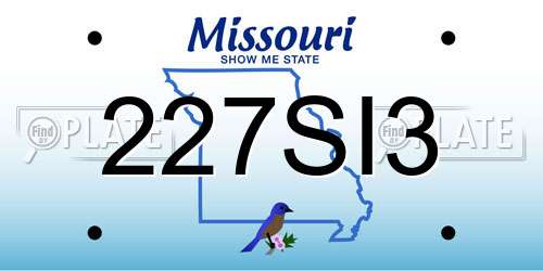 227SI3 Missouri License Plate