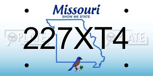 227XT4 Missouri License Plate
