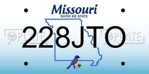 228JTO Missouri License Plate