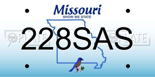 228SAS Missouri License Plate