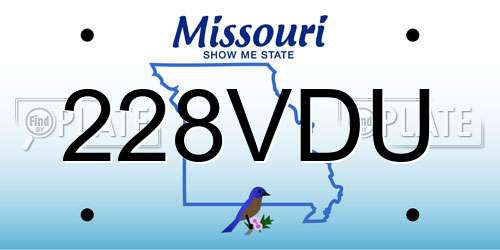 228VDU Missouri License Plate