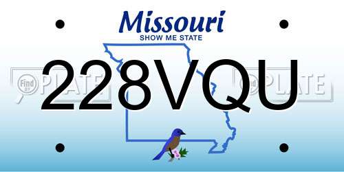 228VQU Missouri License Plate