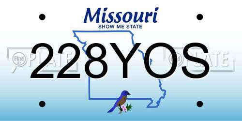 228YOS Missouri License Plate