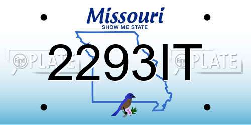 2293IT Missouri License Plate