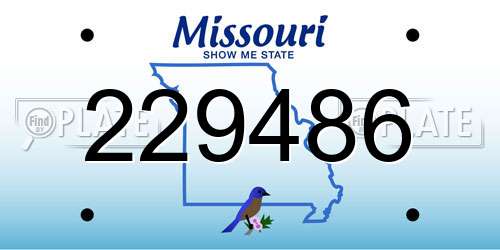 229486 Missouri License Plate