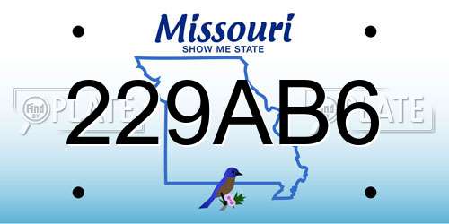 229AB6 Missouri License Plate