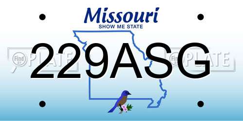 229ASG Missouri License Plate
