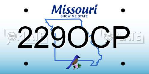 229OCP Missouri License Plate