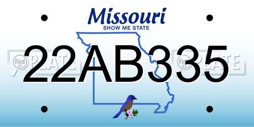 22AB335 Missouri License Plate