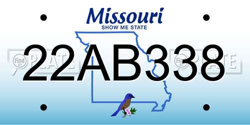 22AB338 Missouri License Plate