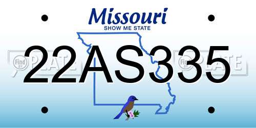 22AS335 Missouri License Plate