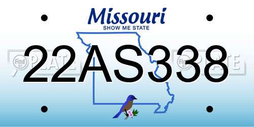 22AS338 Missouri License Plate