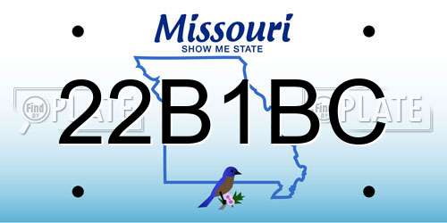 22B1BC Missouri License Plate