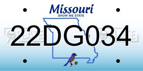 22DG034 Missouri License Plate