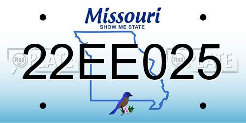 22EE025 Missouri License Plate