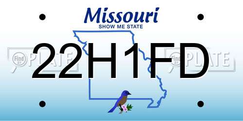 22H1FD Missouri License Plate