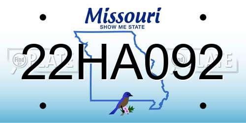 22HA092 Missouri License Plate
