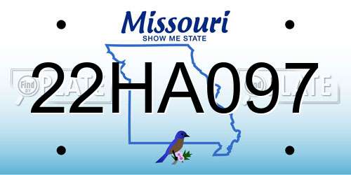 22HA097 Missouri License Plate