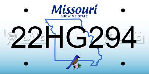 22HG294 Missouri License Plate