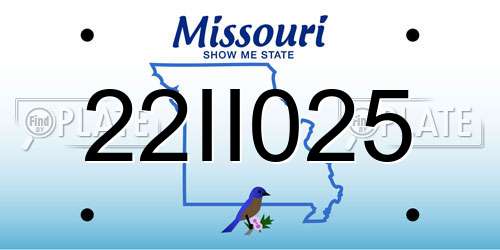 22II025 Missouri License Plate
