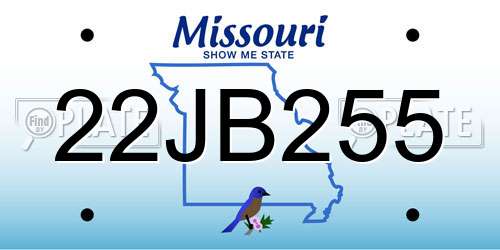 22JB255 Missouri License Plate