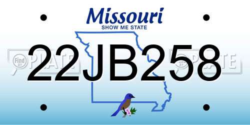 22JB258 Missouri License Plate