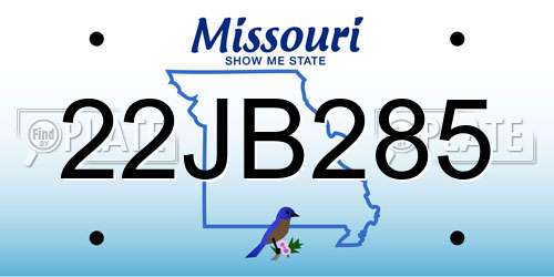 22JB285 Missouri License Plate
