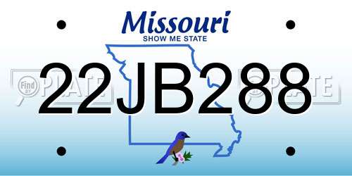 22JB288 Missouri License Plate