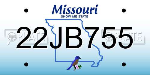 22JB755 Missouri License Plate