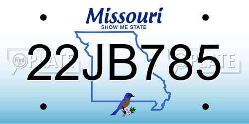 22JB785 Missouri License Plate