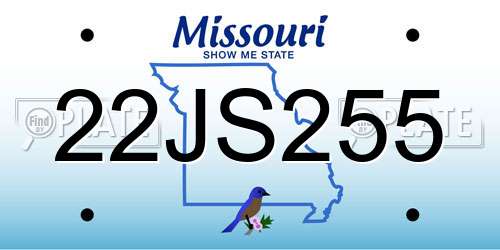 22JS255 Missouri License Plate
