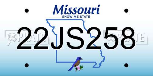22JS258 Missouri License Plate