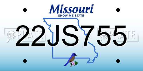 22JS755 Missouri License Plate