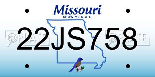22JS758 Missouri License Plate