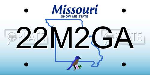 22M2GA Missouri License Plate