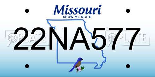 22NA577 Missouri License Plate