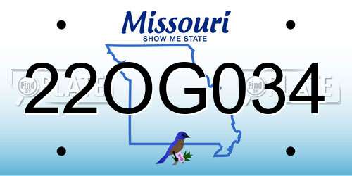 22OG034 Missouri License Plate