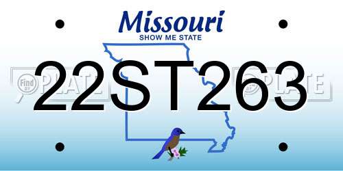 22ST263 Missouri License Plate