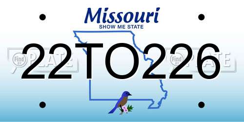 22TO226 Missouri License Plate