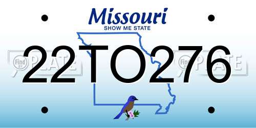 22TO276 Missouri License Plate