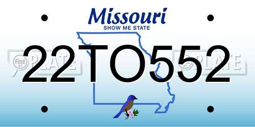 22TO552 Missouri License Plate