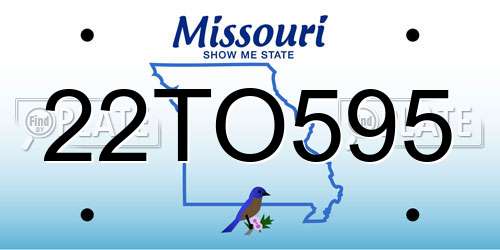 22TO595 Missouri License Plate
