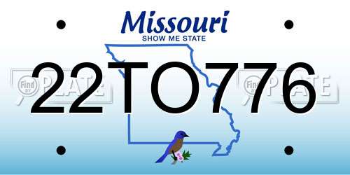 22TO776 Missouri License Plate