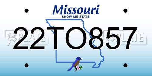 22TO857 Missouri License Plate