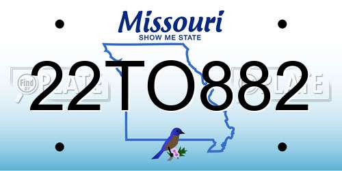 22TO882 Missouri License Plate