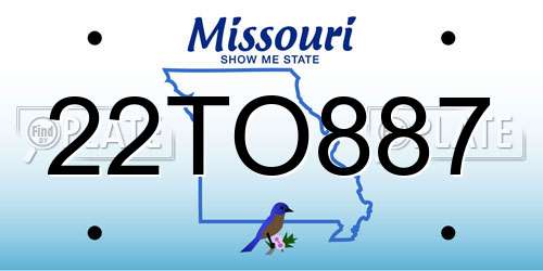 22TO887 Missouri License Plate
