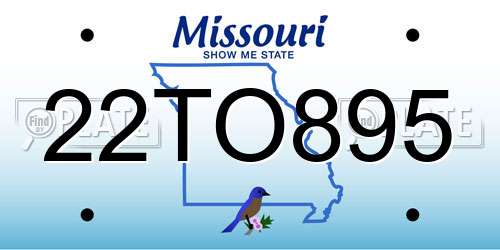 22TO895 Missouri License Plate