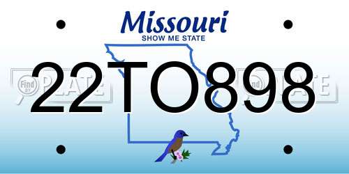 22TO898 Missouri License Plate
